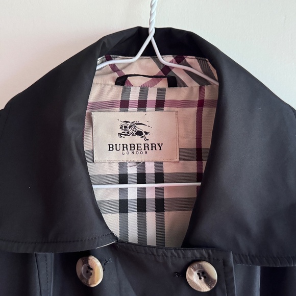 Burberry Rain Jacket Black Trench Nova Plaid Lined Size S / XS - Picture 2 of 6
